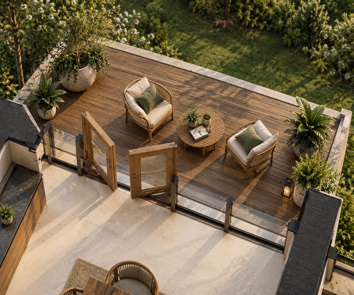 Rooftop lounge deck detail